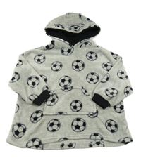 Šedá plyšová oversize mikina s míči a kapucí Primark