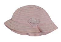 Světlerůžový pruhovaný slamák s květem 