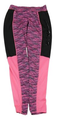 Ružovo-čierne melírované športové legíny