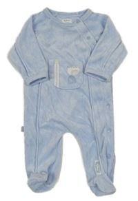 Světlemodrý sametový overal s kapsičkou 