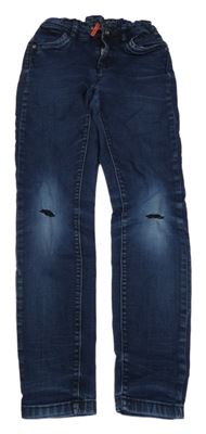 Tmavomodré skinny rifle s dírami 