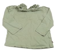 Zelené triko s volánky s madeirou 