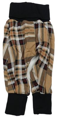 Béžovo-čierno-biele kockované tepláky