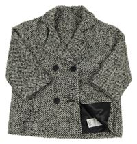 Nové - Bílo-černo-šedý melírovaný vlněný kabátek Dunnes Stores