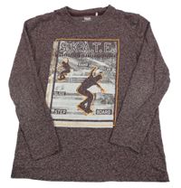 Mahagonové melírované triko se skejťáky Yigga