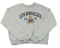 Světlešedá melírovaná crop minikina s medvedíkom a nápismi