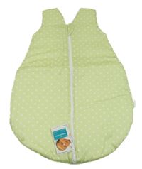 Nové - Zeleno-bílý puntíkatý zateplený spací pytel 