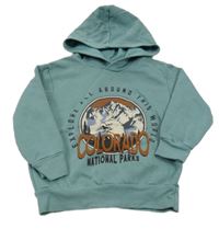 Zelená mikina s potiskem hor a kapucňou LC Waikiki