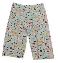 Bielo-farebné kvetované elastické kraťasy Kids