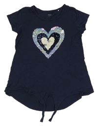 Tmavomodrá tunika se srdcem z flitrů Yigga