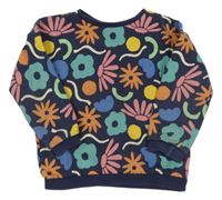 Tmavomodro-farebná kvetovaná vzorovaná mikina F&F