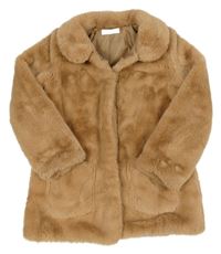Hnědý kožešinový podšitý kabát H&M