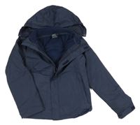 3v1 - Tmavomodrá šusťáková celoroční bunda s kapucí + fleecová mikina Mountain Warehouse