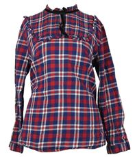 Dámska tmavomodro-červená kockovaná blúzka H&M