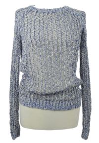 Dámsky bielo-modrý háčkovaný trblietavý sveter zn. Esprit