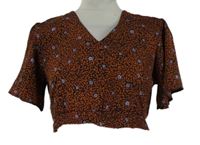 Dámská černo-oranžová kytičkovaná crop halenka Shein 