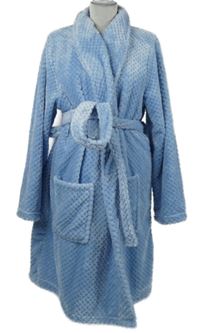 Dámsky svetlomodrý vzorovaný chlpatý župan s opaskom George