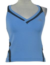 Dámský světlemodrý sportovní funkční crop top Adidas 