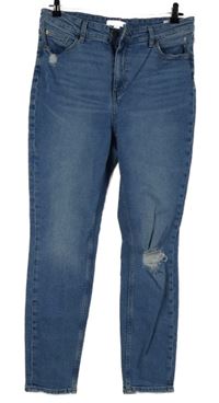 Dámské modré skinny rifle s prošoupáním H&M