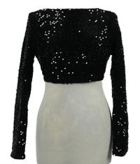 Dámské černé flitrové crop triko s volnými zády Shein 