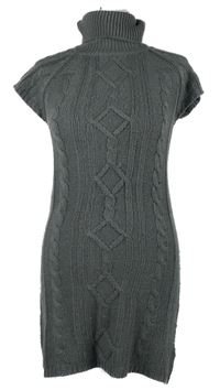 Dámske tmavosivé vzorované svetrové šaty s rolákom Esmara