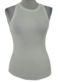 Dámský bílý žebrovaný elastický úpletový top Zara 