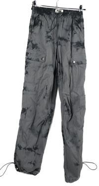 Dámské šedé batikované cargo kalhoty s kapsami 