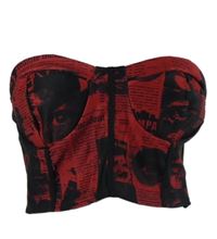 Nové - Dámský červeno-černý bandeau top s potiskem PrettyLittle Thing