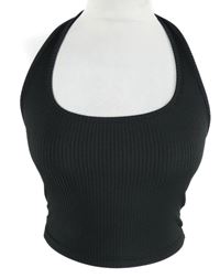 Dámsky čierny rebrovaný crop top Shein