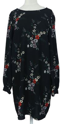 Dámske čierne kvetované šaty H&M