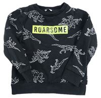 Čierna mikina s dinosaurami a nápisom Pep&Co