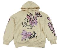 Smetanová mikina s potiskem a kapucí H&M