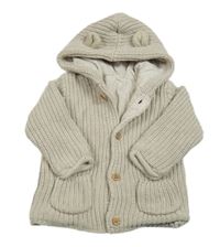 Béžový podšitý propínací svetr s kapucí George