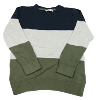 Tmavomodro-šedo-khaki sveter C&A