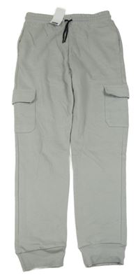 Nové - Světlešedé cargo tepláky F&F