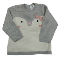 Sivo-biely sveter s tučňákem Topomini