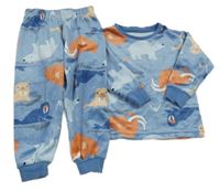 Modré plyšové pyžamo se zvířátky Matalan