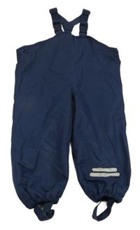 Tmavomodré šušťákové podšité na traké nohavice s proužkem