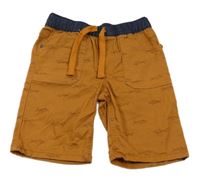 Rezavo-tmavomodré plátěné kraťasy se žraloky Topolino