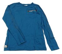 Petrolejové tričko s nápisom