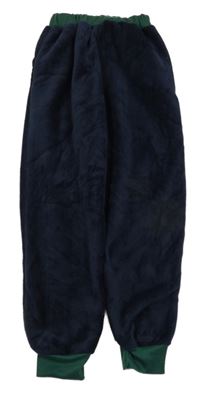 Tmavomodro-zelené chlupaté tepláky