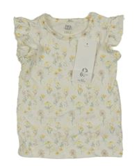 Nové - Bílé tričko s květinami F&F