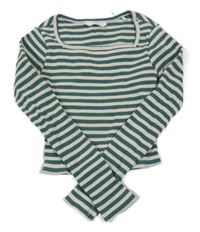 Zeleno-smetanové pruhované crop triko M&S