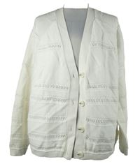 Dámský bílý propínací děrovaný svetr Tu