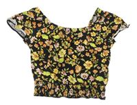 Čierno-kvetované crop tričko George