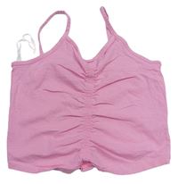 Ružový crop top s nařasením Select