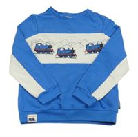 Modro-biela mikina s lokomotivami M&S