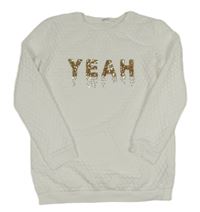 Biela 3D vzorovaná mikina s nápisom H&M