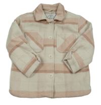 Svetloružová -biela kockovaná podšitá košeľová bunda George