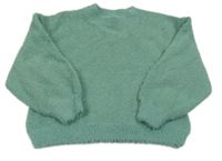 Zelený chlpatý sveter Lindex